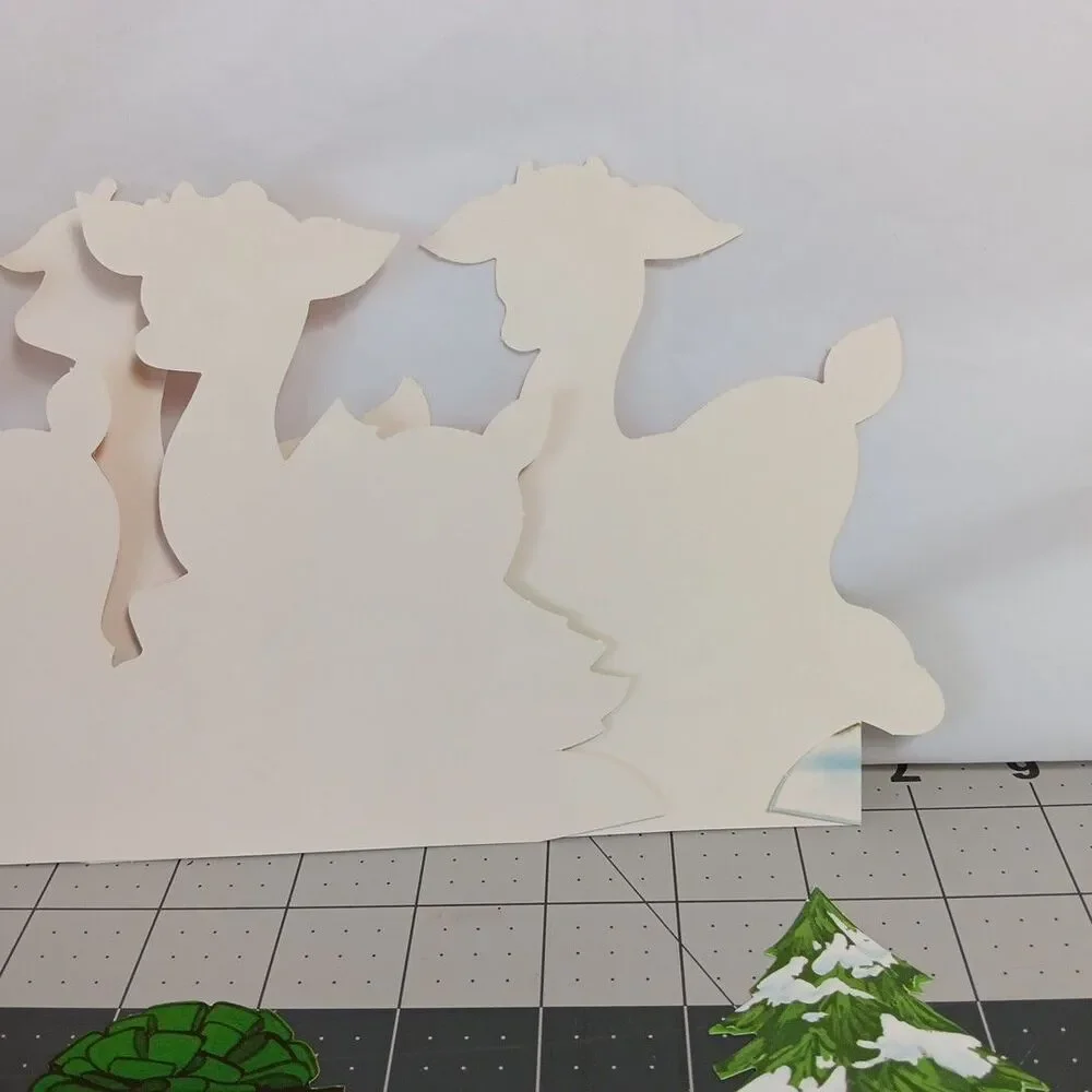 Hallmark Cutouts Christmas Santa Rudolph Reindeer Sleigh Lot Vintage Incomplete